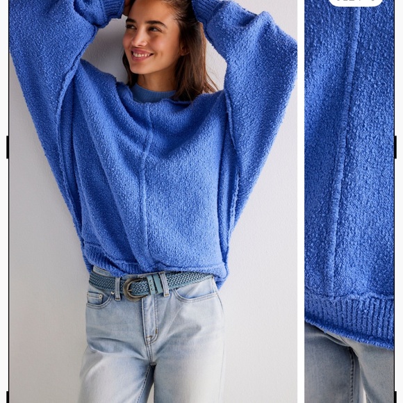 We The Free Sweaters - We The Free Vibrant Blue Crew Neck Sweater